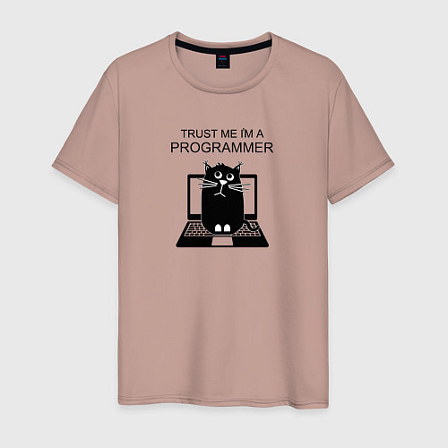 Мужская футболка Я, программист / Пыльно-розовый – фото 1