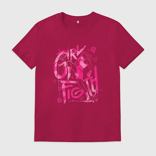 Мужская футболка GIRL FIGTH женская драка / Маджента – фото 1
