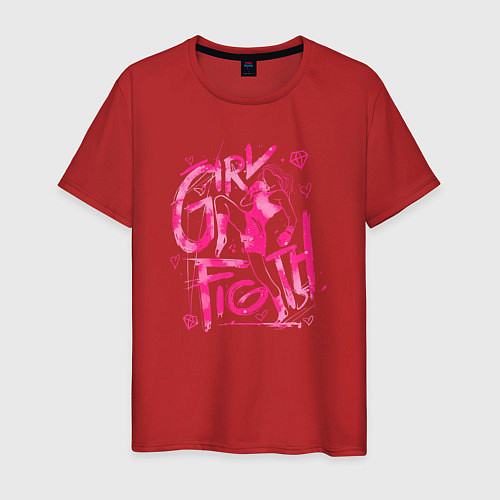 Мужская футболка GIRL FIGTH женская драка / Красный – фото 1