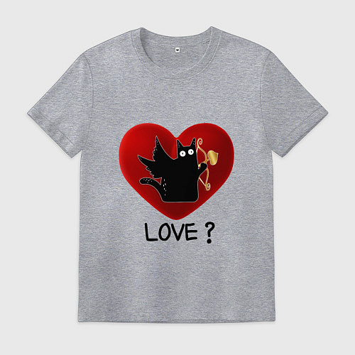 Мужская футболка WHAT CAT LOVE Сердце / Меланж – фото 1