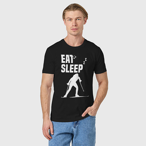 Мужская футболка Ешь, Спи, Биатлон / Черный – фото 3