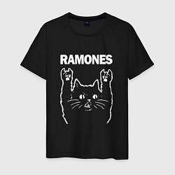 Футболка хлопковая мужская RAMONES, РАМОНЕС, цвет: черный