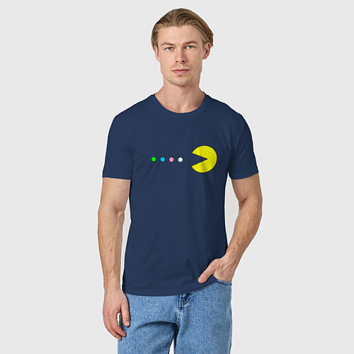 Мужская футболка Pac - man Для пары / Тёмно-синий – фото 3