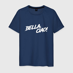 Футболка хлопковая мужская БУМАЖНЫЙ ДОМ, BELLA CIAO!, цвет: тёмно-синий