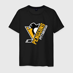 Футболка хлопковая мужская Pittsburgh Penguins Питтсбург Пингвинз, цвет: черный