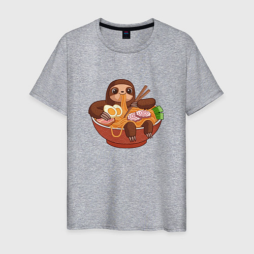 Мужская футболка Cute Sloth Ramen Noodles / Меланж – фото 1