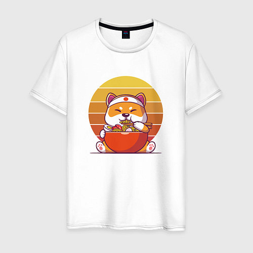 Мужская футболка Shiba Inu and Ramen / Белый – фото 1