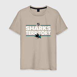 Футболка хлопковая мужская SHARKS TERRITORY САН-ХОСЕ ШАРКС, цвет: миндальный