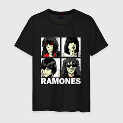 Футболка хлопковая мужская Ramones, Рамонес Портреты, цвет: черный