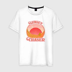 Футболка хлопковая мужская Sunset Chaser, цвет: белый