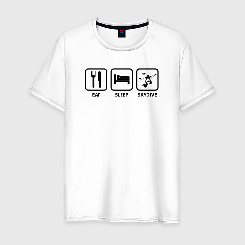 Мужская футболка Есть Спать Прыгать с парашютом / Белый – фото 1