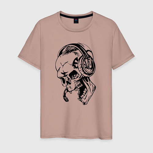 Мужская футболка Cool skull & microphone / Пыльно-розовый – фото 1