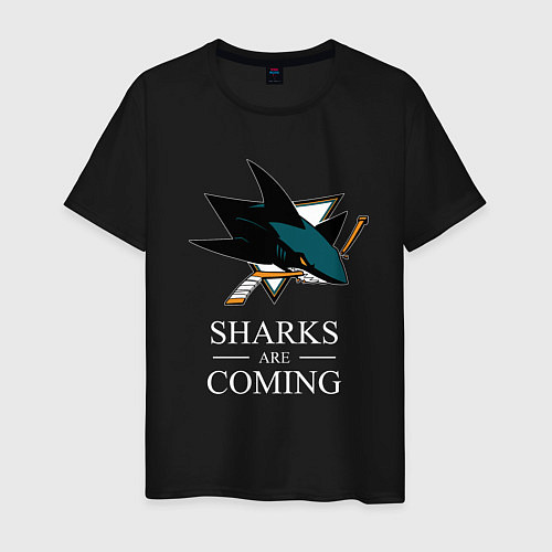 Мужская футболка Sharks are coming, Сан-Хосе Шаркс San Jose Sharks / Черный – фото 1