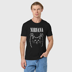 Футболка хлопковая мужская Nirvana Rock Cat, НИРВАНА, цвет: черный — фото 2
