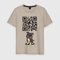 Футболка хлопковая мужская Sex, milk, rock n roll! QR code!, цвет: миндальный