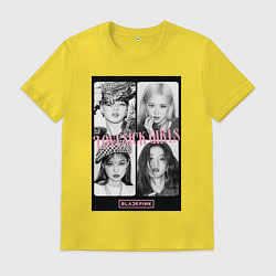 Футболка хлопковая мужская Blackpink K-pop, цвет: желтый