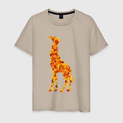 Футболка хлопковая мужская Лиственный жираф, цвет: миндальный