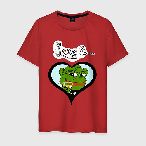 Мужская футболка Лягушка Пепе в сердце / Красный – фото 1