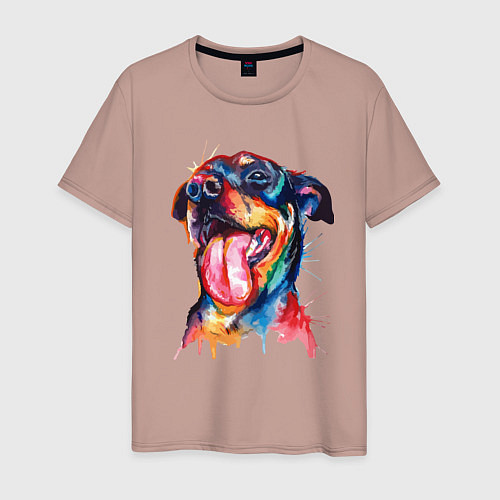 Мужская футболка Color rottweiler / Пыльно-розовый – фото 1