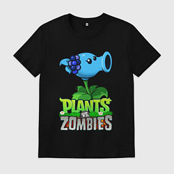 Футболка хлопковая мужская Plants vs Zombies Морозный Горох, цвет: черный