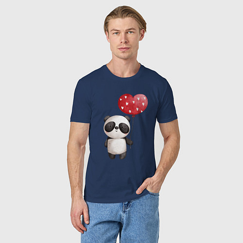 Мужская футболка Панда с шариком в виде сердца / Тёмно-синий – фото 3