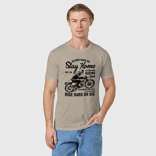 Мужская футболка Мотоцикл на заказ / Миндальный – фото 3
