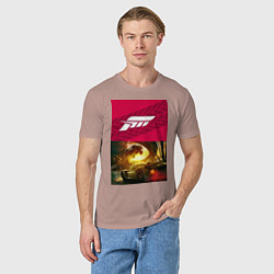 Футболка хлопковая мужская FORZA HORIZON 5 TOYOTA II, цвет: пыльно-розовый — фото 2