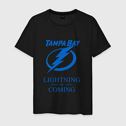 Футболка хлопковая мужская Tampa Bay Lightning is coming, Тампа Бэй Лайтнинг, цвет: черный