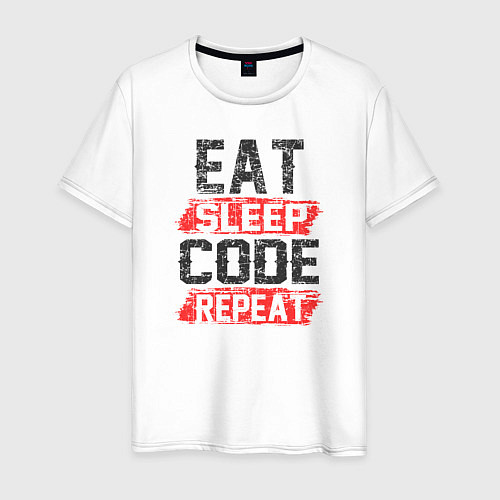 Мужская футболка EAT SLEEP CODE REPEAT / Белый – фото 1