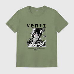 Футболка хлопковая мужская Венти Venti, Genshin Impact, цвет: авокадо