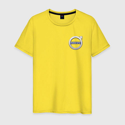 Мужская футболка Классические логотипы Volvo спина грудь, белый / Желтый – фото 1