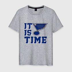 Футболка хлопковая мужская It is St Louis Blues time Сент Луис Блюз, цвет: меланж