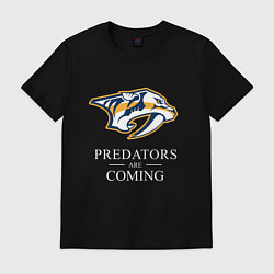 Футболка хлопковая мужская Nashville Predators are Coming Нэшвилл Предаторз, цвет: черный