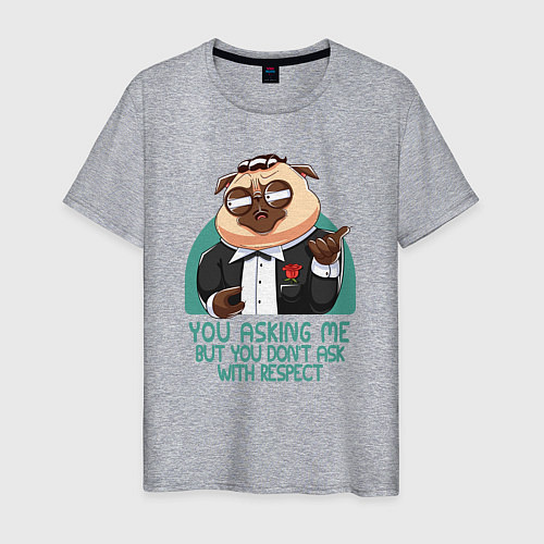 Мужская футболка Мопс в костюме / Меланж – фото 1