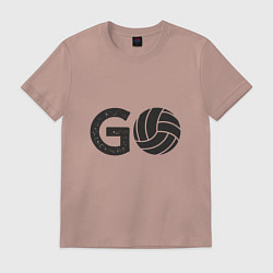 Футболка хлопковая мужская Go Volleyball, цвет: пыльно-розовый