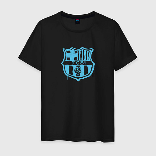 Мужская футболка FC Barcelona - Light Blue Paint 2022 / Черный – фото 1