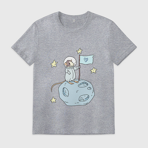 Мужская футболка Мышь-космонавт / Меланж – фото 1