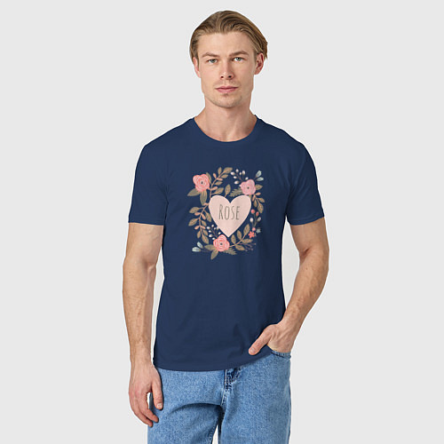 Мужская футболка Розы в сердце / Тёмно-синий – фото 3