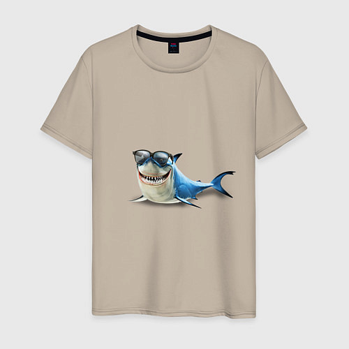 Мужская футболка Акула - в очках / Миндальный – фото 1