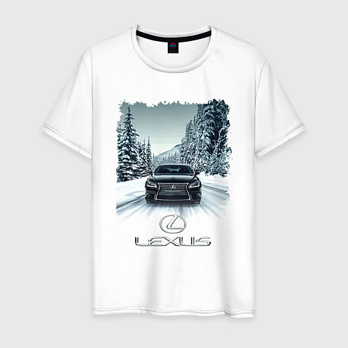 Мужская футболка Lexus - зимняя дорога / Белый – фото 1
