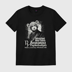 Футболка хлопковая мужская Медведь в костюме, цвет: черный