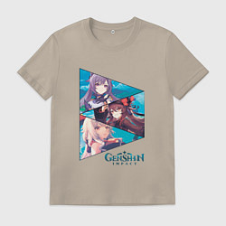 Футболка хлопковая мужская Кэ Цин, Ху Тао, Гань Юй, цвет: миндальный