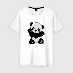 Футболка хлопковая мужская Cute Baby Panda, цвет: белый