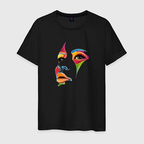 Мужская футболка Разноцветное лицо / Черный – фото 1