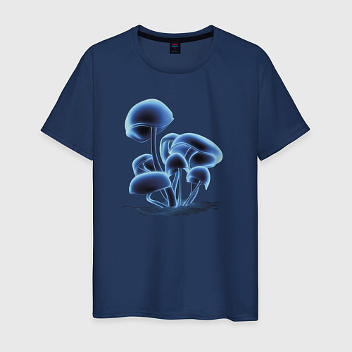 Мужская футболка Неоновые грибы / Тёмно-синий – фото 1