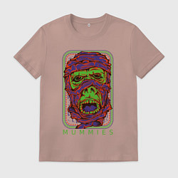 Футболка хлопковая мужская Мумия в бинтах, цвет: пыльно-розовый