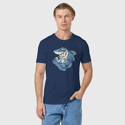 Мужская футболка Акула с бицухой shark / Тёмно-синий – фото 3