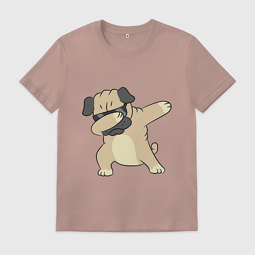 Мужская футболка Дэббинг мопс в чёрных очках - Dabbing dog / Пыльно-розовый – фото 1