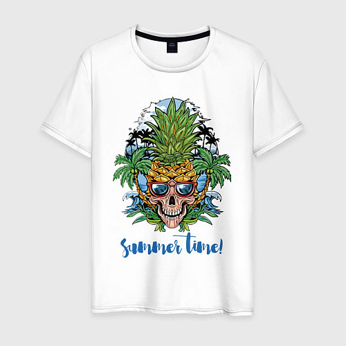 Мужская футболка Summer time Cool skull / Белый – фото 1
