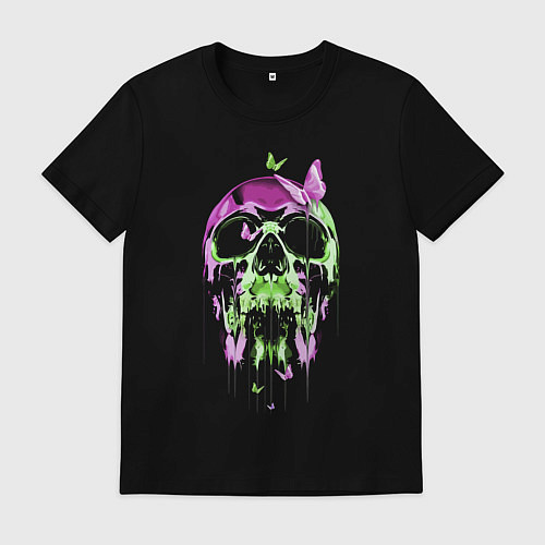 Мужская футболка Skull & Butterfly Neon / Черный – фото 1